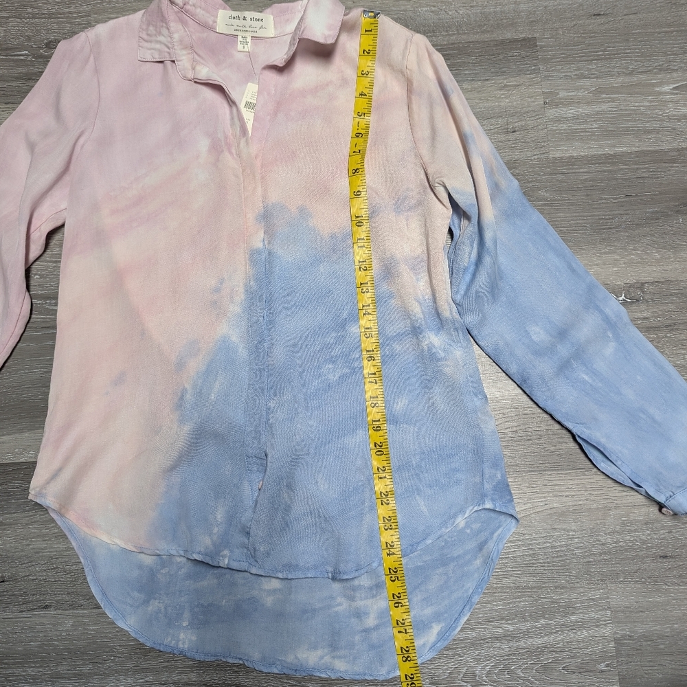 NWT Anthropologie Cloth & Stone Blouse Size S Soft Tencel Pastel Tie Dye - Picture 7 of 8